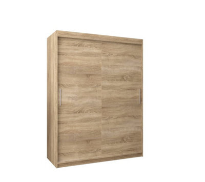 Arte Tokyo Contemporary 2 Sliding Door Wardrobe 5 Shelves 2 Rails Oak Sonoma Effect (H)2000mm (W)1500mm (D)620mm - image 1