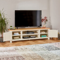 The Furniture Market Cotswold Cream Painted Large Widescreen Tv Unit Up To 80 Tv Size - thumbnail 4
