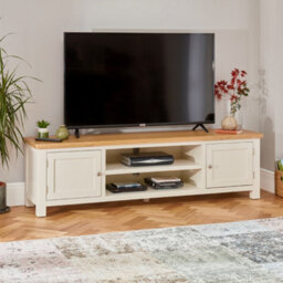 The Furniture Market Cotswold Cream Painted Large Widescreen Tv Unit Up To 80 Tv Size
