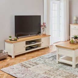 The Furniture Market Cotswold Cream Painted Large Widescreen Tv Unit Up To 80 Tv Size - thumbnail 3