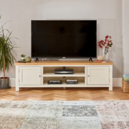 The Furniture Market Cotswold Cream Painted Large Widescreen Tv Unit Up To 80 Tv Size - thumbnail 2