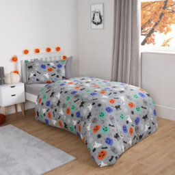 OHS Halloween Duvet Cover Pillowcase Bedding Set Kids Childrens Pumpkin Single Quilt - thumbnail 2