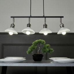 Litecraft Aya 4 Light Industrial Style Diner Pendant - Satin Nickel - thumbnail 1