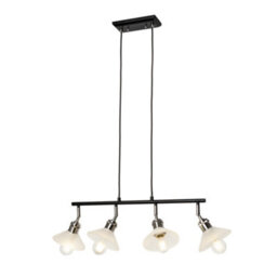 Litecraft Aya 4 Light Industrial Style Diner Pendant - Satin Nickel - thumbnail 2