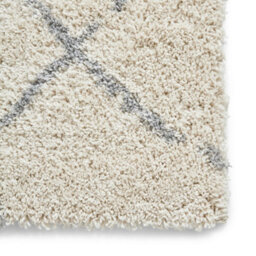 Cream Grey Shaggy Rug, 45mm Thickness Stain-Resistant Geometric Rug, Modern Moroccan Rug For Dining Room-120Cm X 170Cm - thumbnail 3