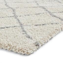 Cream Grey Shaggy Rug, 45mm Thickness Stain-Resistant Geometric Rug, Modern Moroccan Rug For Dining Room-120Cm X 170Cm - thumbnail 4