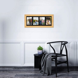AK Frames 50X20Cm Light Oak Classic Multi Photo Frame With Black Mount - Holds 4 Apertures (4X) 6X4 Photos - thumbnail 3