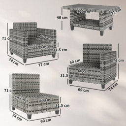 Wyld Haus Coneno 6-Piece Modular Rattan Outdoor Sofa Set Light Grey With White Cushions - thumbnail 4