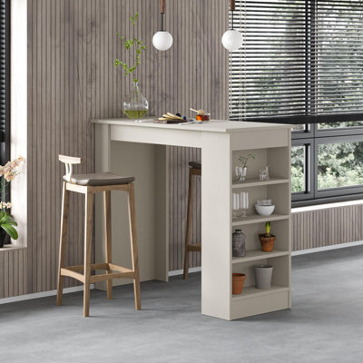 Decortie Swallow Modern 4-Tier Bar Kitchen Dining Table 117Cm 2 Seater Sandstone Storage Shelves H 102Cm - image 1