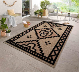 Harper Diamond Pattern Water Resistant Indoor Area Rugs Black 120X170 Cm - thumbnail 1