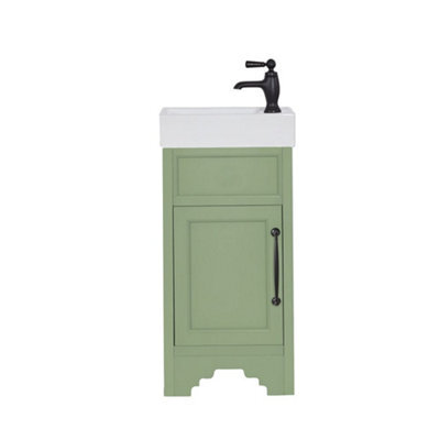 Homestylestore Pastel Green 400mm Bathroom Vanity Unit And Black T Bar Handle - image 1