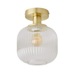Valuelights Calpe Gold Semi Flush Ceiling Light With Ribbed Clear Glass Shade - thumbnail 6