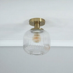 Valuelights Calpe Gold Semi Flush Ceiling Light With Ribbed Clear Glass Shade - thumbnail 4