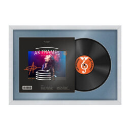 "AK Frames 25X17"" White Classic Vinyl Record Frame With Pompadour Mount For 12 Inch Lp Cover & Disc - Overlapped Design" - thumbnail 1