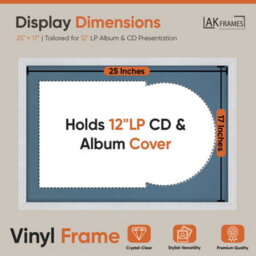 "AK Frames 25X17"" White Classic Vinyl Record Frame With Pompadour Mount For 12 Inch Lp Cover & Disc - Overlapped Design" - thumbnail 2