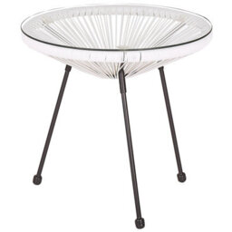 Beliani Bistro 3-Piece White Pe Rattan 2-Seater Round Set - Indoor Outdoor. - thumbnail 4