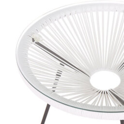 Beliani Bistro 3-Piece White Pe Rattan 2-Seater Round Set - Indoor Outdoor. - thumbnail 5