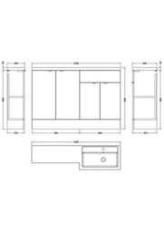 Hudson Reed Fusion Floor Standing Right Hand Combination Vanity Unit With Basin, Bathroom Storage Unit, Bleached Oak, 1200mm - thumbnail 3