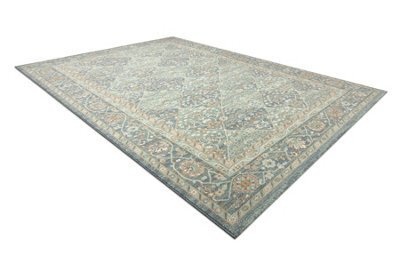 RugsX Wool Carpet Soho 477.27.la500 Osta - Rhombus, Frame Geometric Natural Green Blue 200X300 Cm - image 1