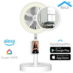 GeoSmartPro Vanity Mirror, Fan & Light - Portable & Smart With Adjustable Height - thumbnail 2