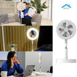 GeoSmartPro Vanity Mirror, Fan & Light - Portable & Smart With Adjustable Height