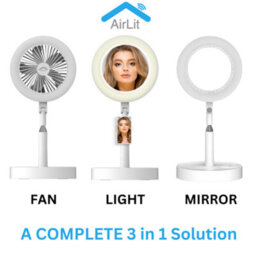 GeoSmartPro Vanity Mirror, Fan & Light - Portable & Smart With Adjustable Height - thumbnail 5