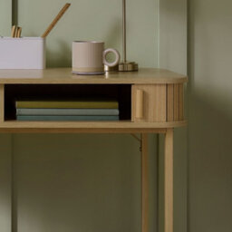 Vonhaus Computer Desk, Home Office Desk With Storage & Sliding Doors, Pc Table For Bedroom & Homeworking Workstation, Landos - thumbnail 5