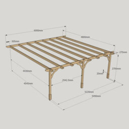 Rutland County Garden Furniture Wall Mounted Premium Pergola 3 Posts - Wood - L480 X W600 X H270 Cm - Rustic Brown - thumbnail 5