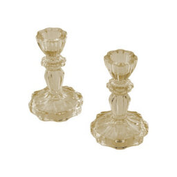 Living And Home 2 Pack Amber Ion Plating Soda Lime Glass Candlestick Holders Vintage Luxe Style Home Decor - thumbnail 5
