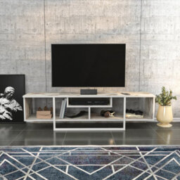 Decorotika Astona Tv Stand Tv Unit For Tvs Up To 65 Inch White Marbel Effect And White - thumbnail 1