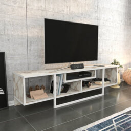 Decorotika Astona Tv Stand Tv Unit For Tvs Up To 65 Inch White Marbel Effect And White - thumbnail 4