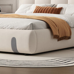 Abrihome Upholstered Double Bed, 4Ft6 (135X190Cm), Plush Headboard & Sturdy Mdf/plywood Frame, For Adults & Teens, Velvet, White - thumbnail 7