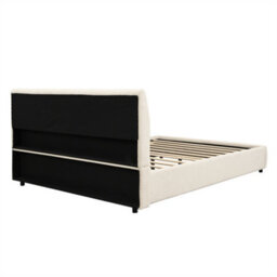 Abrihome Upholstered Double Bed, 4Ft6 (135X190Cm), Plush Headboard & Sturdy Mdf/plywood Frame, For Adults & Teens, Velvet, White - thumbnail 8
