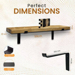 MKGT Set Of 2 Rustic Shelves, Wooden Shelving With Brackets For Wall (Rustic Pine, 50Cm (0.5M) - thumbnail 2