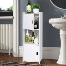 White Waterproof Bathroom Storage Cabinet Free Standing - thumbnail 4