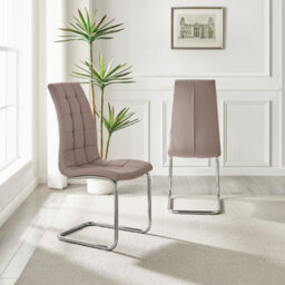 Furniturebox Set Of 2 - Murano Modern Dining Chairs - Cappuccino Faux Leather Chrome Leg Dining Chairs - Kitchen Dining Room Chairs - thumbnail 3