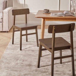 Wyld And Coco Heritage Set Of 2 Dark Brown Rubberwood Dining Chairs - Traditional High Back, Hand-Painted Finish - thumbnail 2