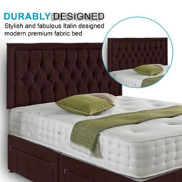Dining Tables Lisbon Matching Headboard Divan Set, 2 Drawer On Same Side With Sprung 1500 Comfort Mattress - Plush Velvet Mulburry - King - thumbnail 3