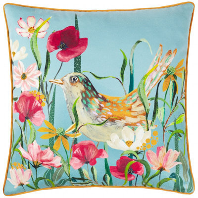 Wylder Nature Marais Bird Meadow Printed Chenille Polyester Filled Cushion - image 1