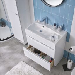 GoodHome Imandra Gloss White Freestanding Bathroom Cabinet (H) 820mm (W) 800mm - thumbnail 7