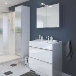 GoodHome Imandra Gloss White Freestanding Bathroom Cabinet (H) 820mm (W) 800mm - thumbnail 3