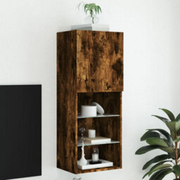 Berkfield Tv Cabinet With Led Lights Smoked Oak 40.5X30X102 Cm - thumbnail 1
