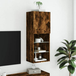Berkfield Tv Cabinet With Led Lights Smoked Oak 40.5X30X102 Cm - thumbnail 4