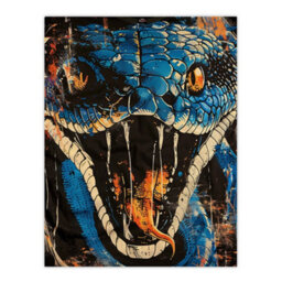 Artery8 Framed Wall Art Snake Head Open Mouth Orange Blue Grunge Comic Poster - 12X16 Inch - thumbnail 3