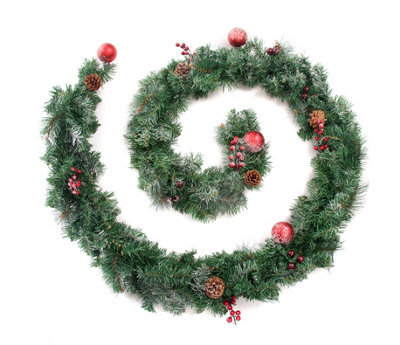 Best Artificial 9Ft Lightly Frosted Red Decorated Christmas Garland Bannister Staircase Fireplace - image 1