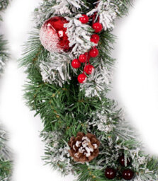 Best Artificial 9Ft Lightly Frosted Red Decorated Christmas Garland Bannister Staircase Fireplace - thumbnail 4