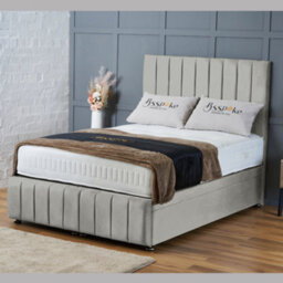 Bsspoke Ottoman Divan End Lift Up Storage Bed Silver Plush With Mattress& 54Inch Panel Headboard& Footboard Double King All Sizes - thumbnail 3