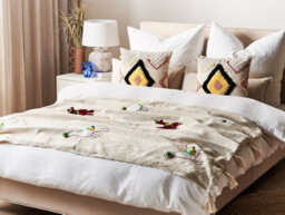 Beliani Blanket Deoghar Cotton 130 X 180 Cm Beige - thumbnail 2