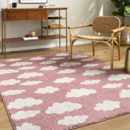 Livabliss Fossay Shaggy-Washable Pink Ivory Modern High Pile Living Bedroom Rug 200 X 275 Cm Easy Care, Non Shedding - thumbnail 1