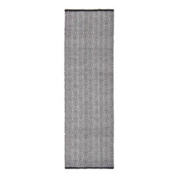 Homescapes Trance Black And White Diamond Pattern Recycled Fibre Rug, 66 X 200 Cm - thumbnail 2